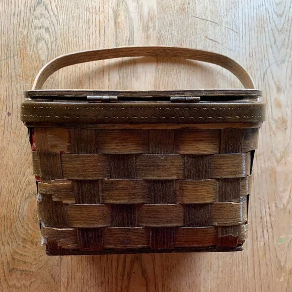 Vintage - Caro Nan - Basket Purse Painted Mushrooms Ladybug - Picture 8 of 15